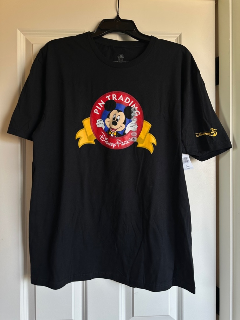 NWT Disney Parks Mickey Pin Trading Black Tee Size Large